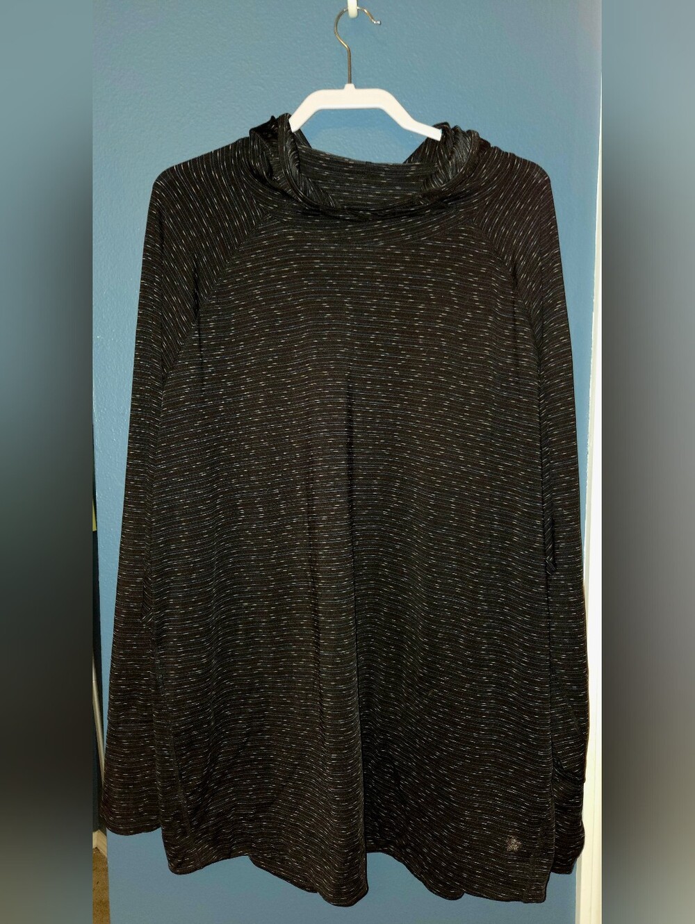 Athletic Black Speckled Cowl Neck Long-Sleeve Hoodie